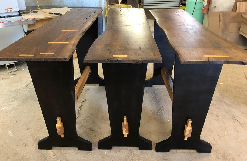 Walnut Slab Pub Tables