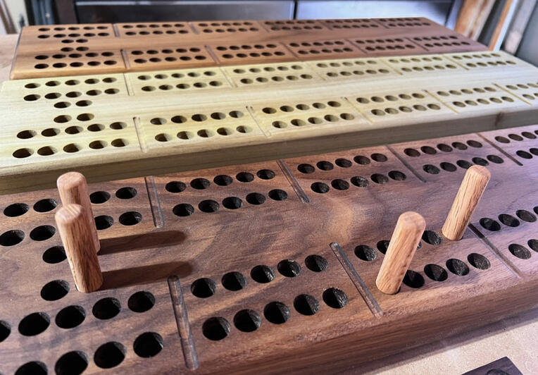 Custom Walnut and Poplar Cribbage Boards