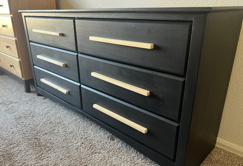 Modern Black Dresser w/ Maple Pulls