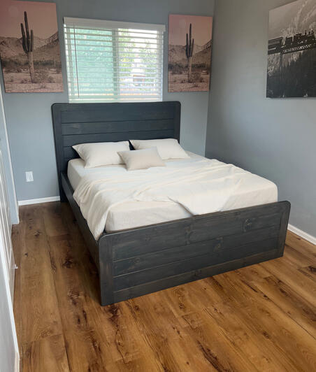 Dark Gray Knotty Pine Bed Frame