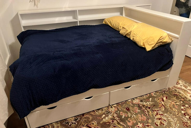 White Painted Full Size Storage Bed Frame