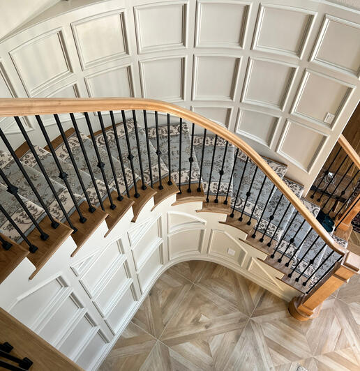 Raised Panel Walls on Curved Staircase